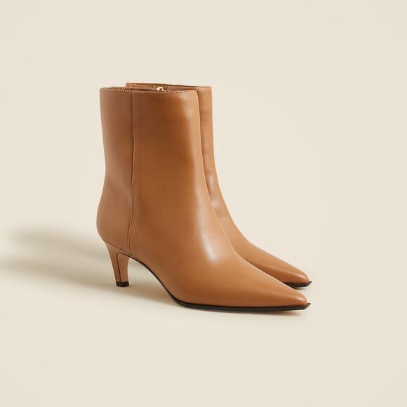 J. Crew New Stevie Ankle Boots Stiletto Heels Leather Cafe Latte Size US 10 NWOB - Picture 1 of 9